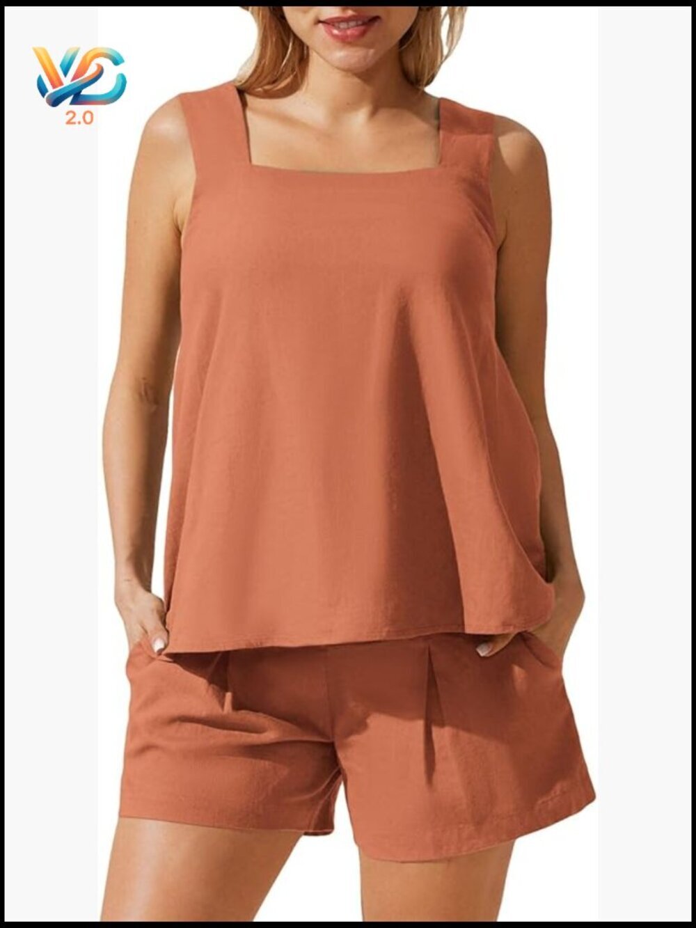 Linen Maternity Shorts Set Tank Top Wide Leg Sleeveless Summer Casual